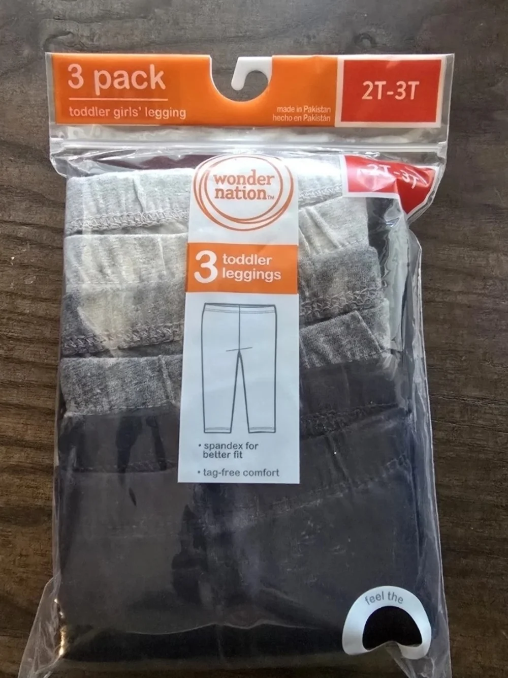 wonder nation Toddler Girls 3-Pack Leggings - Black & Charcoal